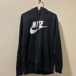 Nike Men's Black and White Logo Hoodie